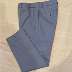 Talbots Hampshire Sz 10 Cotton Blue/White Tiny Print Straight Leg Ankle Slacks